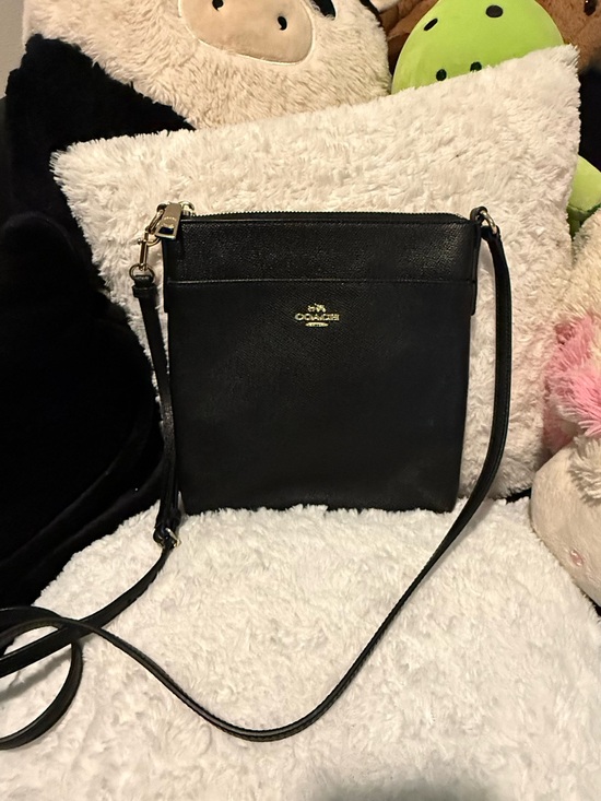 Coach Handbags - Coach Black Leather Crossbody Bag with Gold Logo